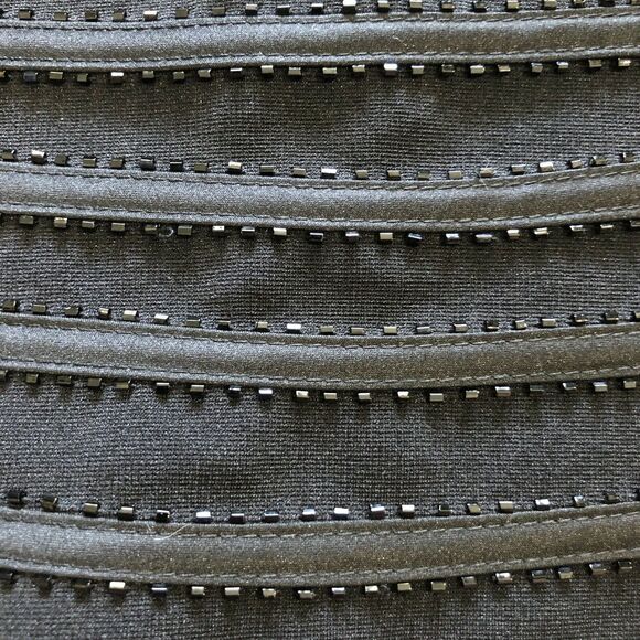 Cache Women Black Beaded Full Zip Back Off Shoulder Stretch Mesh Evening Top 4 - Picture 3 of 6